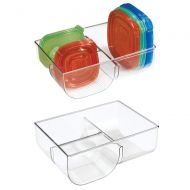 MDesign mDesign Food Storage Container Lid Holder, 3-Compartment Plastic Organizer Bin for Organization in Kitchen Cabinets, Cupboards, Pantry Shelves - 2 Pack - Clear