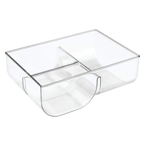  MDesign mDesign Food Storage Container Lid Holder, 3-Compartment Plastic Organizer Bin for Organization in Kitchen Cabinets, Cupboards, Pantry Shelves - 2 Pack - Clear