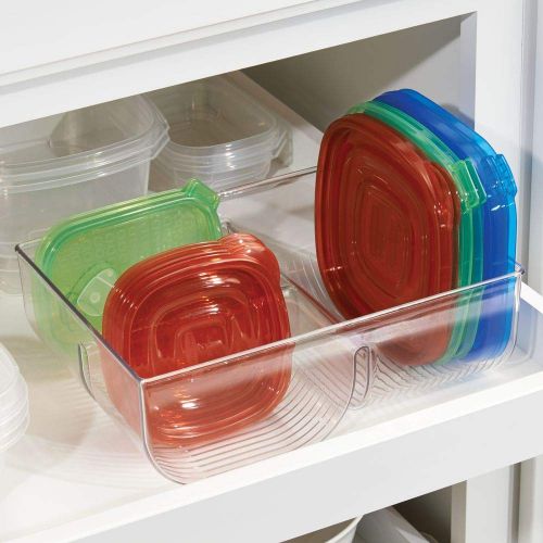  MDesign mDesign Food Storage Container Lid Holder, 3-Compartment Plastic Organizer Bin for Organization in Kitchen Cabinets, Cupboards, Pantry Shelves - 2 Pack - Clear