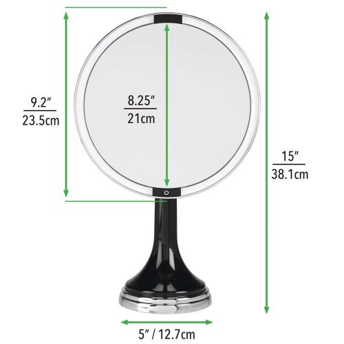  MDesign mDesign Modern Motion Sensor LED Lighted Makeup Bathroom Vanity Mirror, Large 8 Round, 3X Magnification, Hands-Free, Rechargeable and Cordless - BlackChrome