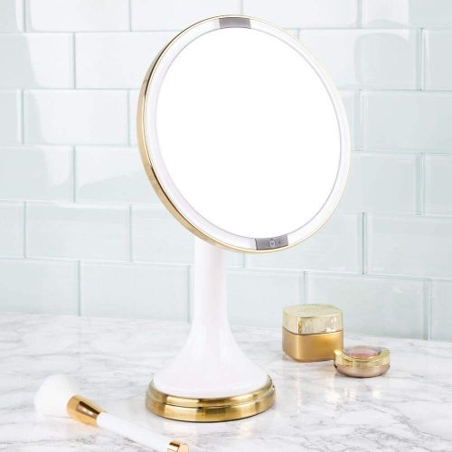  MDesign mDesign Modern Motion Sensor LED Lighted Makeup Bathroom Vanity Mirror, Large 8 Round, 3X Magnification, Hands-Free, Rechargeable and Cordless - BlackChrome