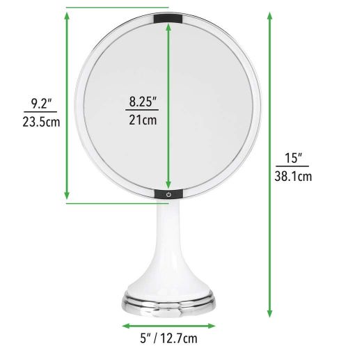  MDesign mDesign Modern Motion Sensor LED Lighted Makeup Bathroom Vanity Mirror, Large 8 Round, 3X Magnification, Hands-Free, Rechargeable and Cordless - Matte Satin/Chrome