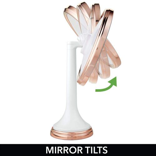  MDesign mDesign Modern Motion Sensor LED Lighted Makeup Bathroom Vanity Mirror, Large 8 Round, 3X Magnification, Hands-Free, Rechargeable and Cordless - Matte Satin/Chrome