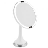 MDesign mDesign Modern Motion Sensor LED Lighted Makeup Bathroom Vanity Mirror, Large 8 Round, 3X Magnification, Hands-Free, Rechargeable and Cordless - White/Chrome