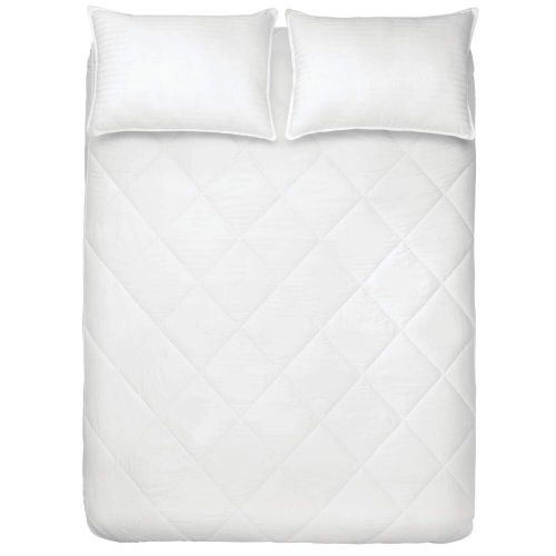  MDesign mDesign Queen Size Hypoallergenic Quilted Mattress Pad Cover - Soft Box Stitched Bed Topper, Secure Fitted 15 Deep Pocket - Vinyl Free, Machine Washable - Optic White