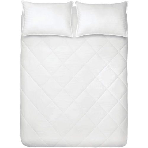  MDesign mDesign Full Size Hypoallergenic Quilted Mattress Pad Cover - Soft Box Stitched Bed Topper, Secure Fitted 14 Deep Pocket - Vinyl Free, Machine Washable - Optic White