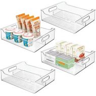 [아마존 핫딜] MDesign mDesign Wide Plastic Kitchen Pantry Cabinet, Refrigerator, Freezer Food Storage Bin with Handles - Divided Organizer for Fruit, Yogurt, Snacks, Pasta - BPA Free, 14.5 Long, 4 Pack