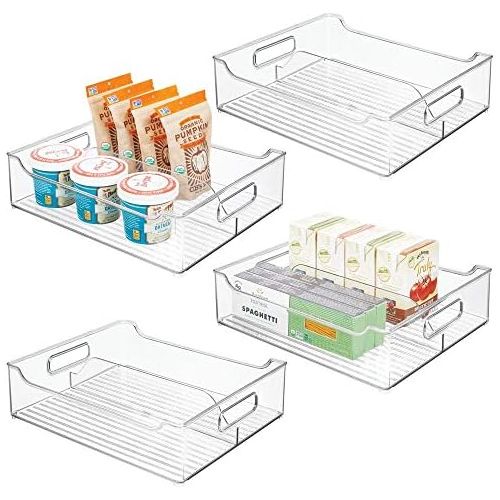  [아마존 핫딜] MDesign mDesign Wide Plastic Kitchen Pantry Cabinet, Refrigerator, Freezer Food Storage Bin with Handles - Divided Organizer for Fruit, Yogurt, Snacks, Pasta - BPA Free, 14.5 Long, 4 Pack
