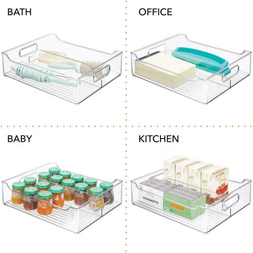  [아마존 핫딜] MDesign mDesign Wide Plastic Kitchen Pantry Cabinet, Refrigerator, Freezer Food Storage Bin with Handles - Divided Organizer for Fruit, Yogurt, Snacks, Pasta - BPA Free, 14.5 Long, 4 Pack