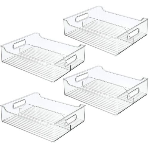  [아마존 핫딜] MDesign mDesign Wide Plastic Kitchen Pantry Cabinet, Refrigerator, Freezer Food Storage Bin with Handles - Divided Organizer for Fruit, Yogurt, Snacks, Pasta - BPA Free, 14.5 Long, 4 Pack