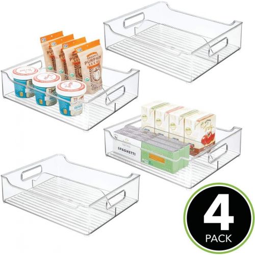  [아마존 핫딜] MDesign mDesign Wide Plastic Kitchen Pantry Cabinet, Refrigerator, Freezer Food Storage Bin with Handles - Divided Organizer for Fruit, Yogurt, Snacks, Pasta - BPA Free, 14.5 Long, 4 Pack