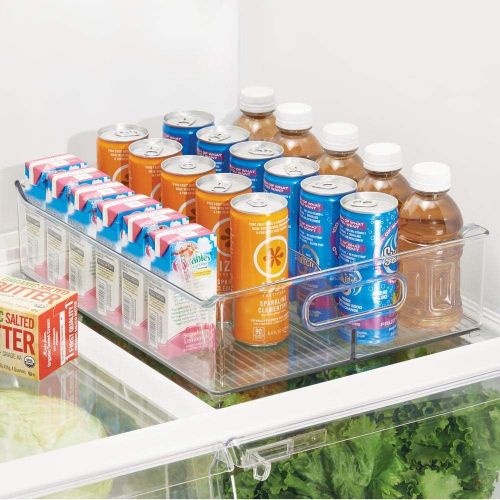  [아마존 핫딜] MDesign mDesign Wide Plastic Kitchen Pantry Cabinet, Refrigerator, Freezer Food Storage Bin with Handles - Divided Organizer for Fruit, Yogurt, Snacks, Pasta - BPA Free, 14.5 Long, 4 Pack