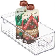 [아마존베스트]MDesign mDesign Stackable Plastic Food Storage Bin with Handles for Kitchen Pantry, Cabinet, Refrigerator, Freezer - Organizer for Fruit, Yogurt, Squeeze Pouches - BPA Free, 10 Long - Clea