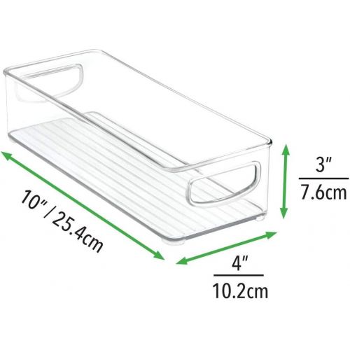  [아마존베스트]MDesign mDesign Stackable Plastic Food Storage Bin with Handles for Kitchen Pantry, Cabinet, Refrigerator, Freezer - Organizer for Fruit, Yogurt, Squeeze Pouches - BPA Free, 10 Long - Clea