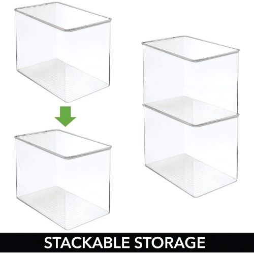  [아마존베스트]MDesign mDesign Stackable Closet Plastic Storage Bin Box with Lid - Container for Organizing Childs/Kids Toys, Action Figures, Crayons, Markers, Building Blocks, Puzzles, Crafts - 9 High -