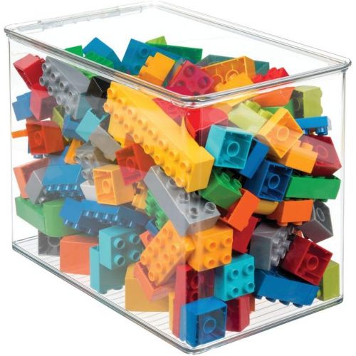  [아마존베스트]MDesign mDesign Stackable Closet Plastic Storage Bin Box with Lid - Container for Organizing Childs/Kids Toys, Action Figures, Crayons, Markers, Building Blocks, Puzzles, Crafts - 9 High -