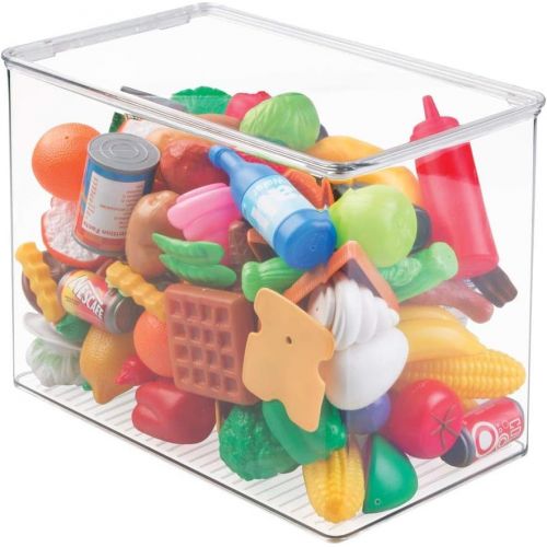  [아마존베스트]MDesign mDesign Stackable Closet Plastic Storage Bin Box with Lid - Container for Organizing Childs/Kids Toys, Action Figures, Crayons, Markers, Building Blocks, Puzzles, Crafts - 9 High,