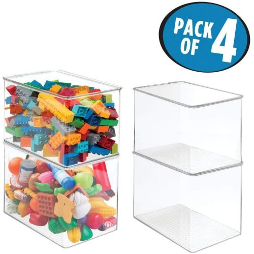  [아마존베스트]MDesign mDesign Stackable Closet Plastic Storage Bin Box with Lid - Container for Organizing Childs/Kids Toys, Action Figures, Crayons, Markers, Building Blocks, Puzzles, Crafts - 9 High,