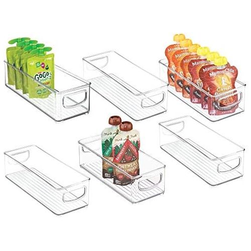  mDesign Stackable Plastic Kitchen Pantry Cabinet, Refrigerator or Freezer Food Storage Bins with Handles - Organizer for Fruit, Yogurt, Squeeze Pouches - Food Safe, BPA Free, 10 Lo