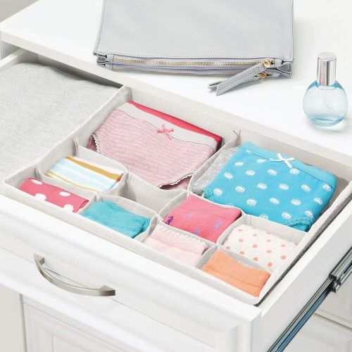  mDesign Soft Fabric Dresser Drawer and Closet Storage Organizer for Bedroom, Closet, Shelves, Drawers - Clothing/Accessory Organizing Bins - Set of 2 in 3 Sizes - Textured Print -