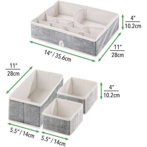  mDesign Soft Fabric Dresser Drawer and Closet Storage Organizer for Bedroom, Closet, Shelves, Drawers - Clothing/Accessory Organizing Bins - Set of 2 in 3 Sizes - Textured Print -