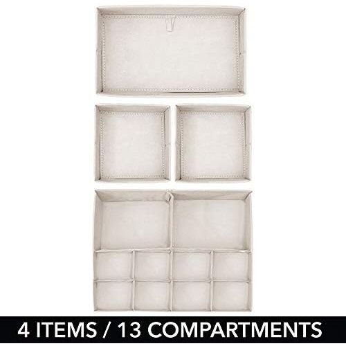  mDesign Soft Fabric Dresser Drawer and Closet Storage Organizer for Bedroom, Closet, Shelves, Drawers - Clothing/Accessory Organizing Bins - Set of 2 in 3 Sizes - Textured Print -