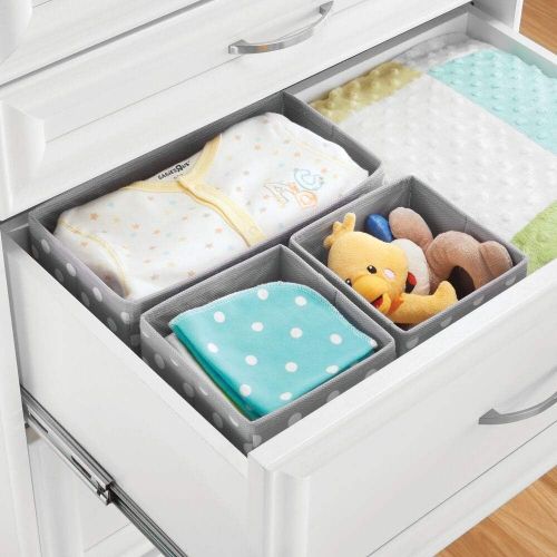  mDesign Soft Fabric Dresser Drawer, Closet Storage Organizers for Child/Kids Room, Nursery, Playroom - Holds Boys, Girls, Baby Clothes, Onsies, Diapers, Wipes - Polka Dot Print, Se