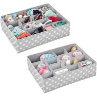 mDesign Soft Fabric Dresser Drawer and Closet Storage Organizer for Child/Kids Room and Nursery - Large 16 Section Organizer - Polka Dot Print, 2 Pack - Light Gray/White