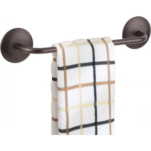  mDesign Decorative Metal Small Towel Bar - Strong Self Adhesive - Storage and Display Rack for Hand, Dish, and Tea Towels - Stick to Wall, Cabinet, Door, Mirror in Kitchen, Bathroo