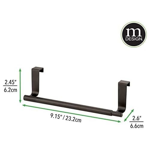  mDesign Adjustable, Expandable Kitchen Over Cabinet Towel Bar Rack - Hang on Inside or Outside of Doors, Storage for Hand, Dish, Tea Towels - 9.25 to 17 Wide, 2 Pack - Bronze