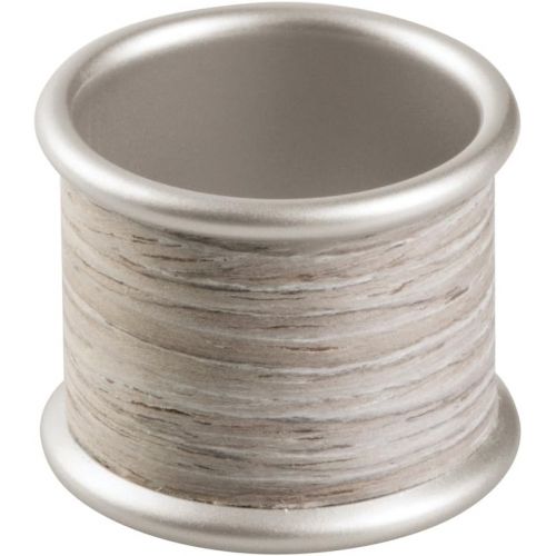  mDesign Round Modern Rustic Metal Napkin Rings for Home, Kitchen, Dining Room, Dinner Parties, Luncheons, Picnics, Weddings, Buffet Table - 12 Pack - Satin/Gray Wood Finish