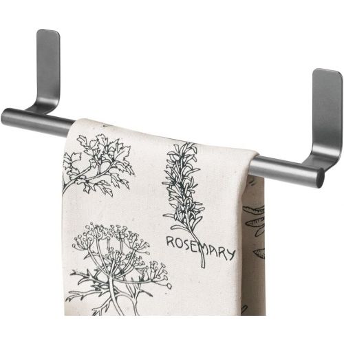  mDesign Decorative Metal Kitchen Self-Adhesive, Wall Mount Towel Bar - Storage and Display Rack for Hand, Dish and Tea Towels - Stick on Inside or Outside of Doors, 9 Wide, 2 Pack