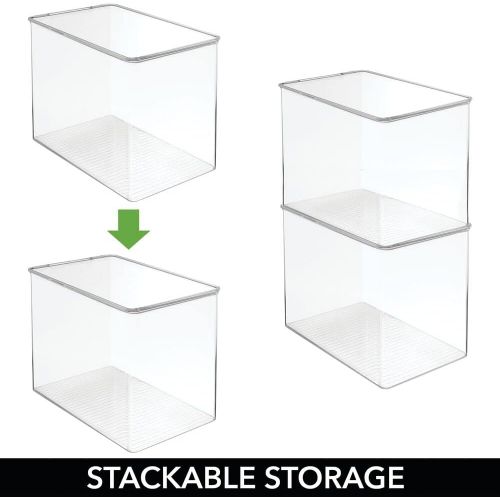  mDesign Stackable Closet Plastic Storage Bin Box with Lid - Container for Organizing Childs/Kids Toys, Action Figures, Crayons, Markers, Building Blocks, Puzzles, Crafts - 9 High -