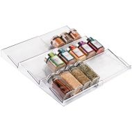 mDesign Expandable Plastic Deluxe Spice Rack, Drawer Organizer for Kitchen Cabinet Drawers - 3- Tier Slanted for Spice Jar, Food Seasoning Bottle Storage, Easy Install - Ligne Coll