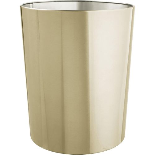  mDesign Round Metal Small 1.7 Gallon Recycle Trash Can Wastebasket, Garbage Container Bin for Bathrooms, Kitchen, Bedroom, Home Office - Durable Stainless Steel - Mirri Collection