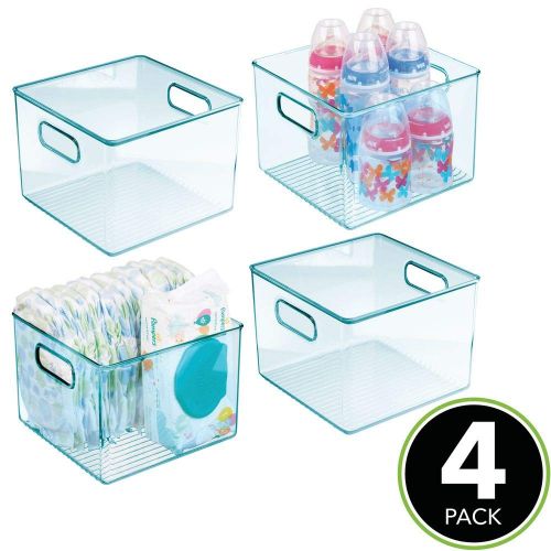  MDesign mDesign Deep Storage Organizer Container - for Kids/Child Supplies in Kitchen, Pantry, Nursery, Bedroom, Playroom - Holds Snacks, Bottles, Baby Food, Diapers, Wipes, Toys - 8 Cube,