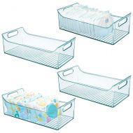 MDesign mDesign Wide Storage Organizer Container Bin with Handles for Kids/Child Items in Kitchen, Pantry, Nursery, Bedroom, Playroom - Holds Snacks, Bottles, Baby Food - BPA Free, 16 Long