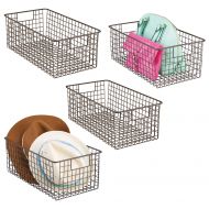 MDesign mDesign Deep Farmhouse Decorative Metal Wire Storage Basket Bin with Handles for Organizing Closets, Shelves and Cabinets in Bedrooms, Bathrooms, Entryways and Hallways - 12 Long,