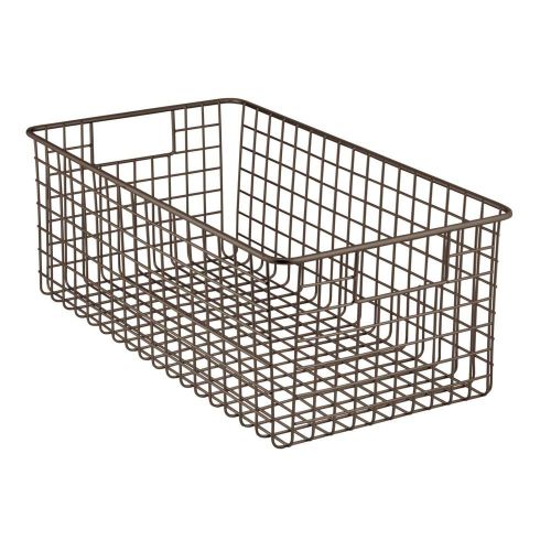  MDesign mDesign Farmhouse Decor Metal Wire Bathroom Organizer Storage Bin Basket - for Cabinets, Shelves, Countertops, Bedroom, Kitchen, Laundry Room, Closet, Garage - 16 x 9 x 6 in. - 2 P