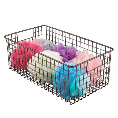  MDesign mDesign Farmhouse Decor Metal Wire Bathroom Organizer Storage Bin Basket - for Cabinets, Shelves, Countertops, Bedroom, Kitchen, Laundry Room, Closet, Garage - 16 x 9 x 6 in. - 2 P