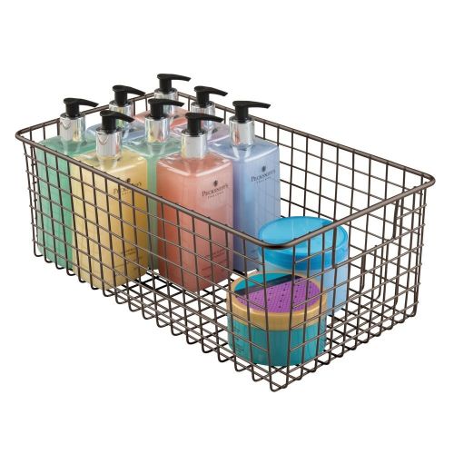  MDesign mDesign Farmhouse Decor Metal Wire Bathroom Organizer Storage Bin Basket - for Cabinets, Shelves, Countertops, Bedroom, Kitchen, Laundry Room, Closet, Garage - 16 x 9 x 6 in. - 2 P