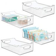 MDesign mDesign Stackable Plastic Bathroom Vanity Storage Bin with Handles - Organizer for Hand Soap, Body Wash, Shampoo, Lotion, Conditioner, Hand Towel, Hair Brush, Mouthwash - 14.5 Long