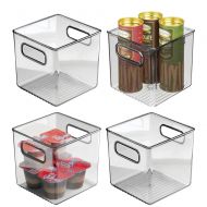 MDesign mDesign Plastic Kitchen Pantry Cabinet, Refrigerator or Freezer Food Storage Bin with Handles - Organizer for Fruit, Yogurt, Snacks, Pasta - Food Safe, BPA Free, 6 Cube - 4 Pack, S