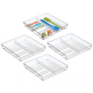 MDesign mDesign Square 4 Compartment Kitchen Cabinet Drawer Organizer Tray - Divided Sections for Cutlery, Serving Spoons, Cooking Utensils, Gadgets - BPA Free, Food Safe, 2 Deep, Pack of