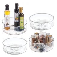 MDesign mDesign Plastic Lazy Susan Spinning Food Storage Turntable for Cabinet, Pantry, Refrigerator, Countertop - Spinning Organizer for Spices, Condiments, Baking Supplies - 9 Round, 4 P