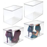 MDesign mDesign Stackable Closet Plastic Storage Bin Box with Lid - Container for Organizing Mens and Womens Shoes, Booties, Pumps, Sandals, Wedges, Flats, Heels and Accessories - 9 High,