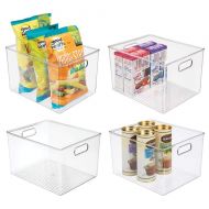 MDesign mDesign Plastic Storage Organizer Container Bins Holders with Handles - for Kitchen, Pantry, Cabinet, Fridge/Freezer - Large for Organizing Snacks, Produce, Vegetables, Pasta Food