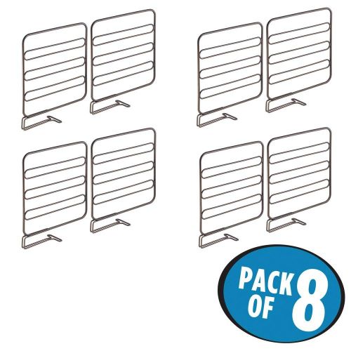  MDesign mDesign Versatile Metal Wire Closet Shelf Divider and Separator for Storage and Organization in Bedroom, Bathroom, Kitchen and Office Shelves - Easy Install - 8 Pack - Bronze
