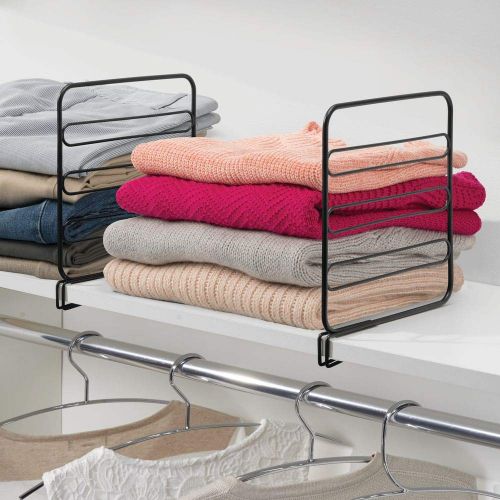  MDesign mDesign Versatile Metal Wire Closet Shelf Divider and Separator for Storage and Organization in Bedroom, Bathroom, Kitchen and Office Shelves - Easy Install - 8 Pack - Black