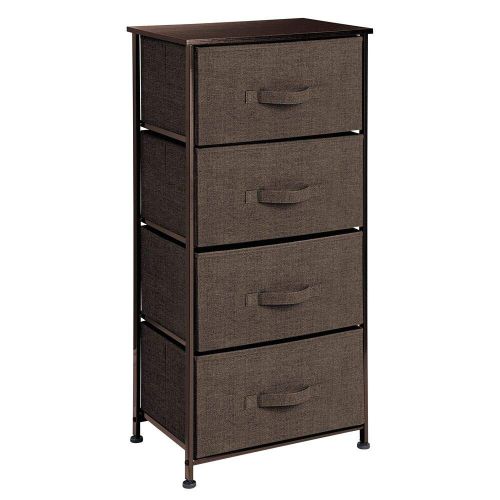  MDesign mDesign Vertical Furniture Storage Tower - Sturdy Steel Frame, Wood Top, Easy Pull Fabric Bins - Organizer Unit for Bedroom, Hallway, Entryway, Closets - Textured Print - 4 Drawers